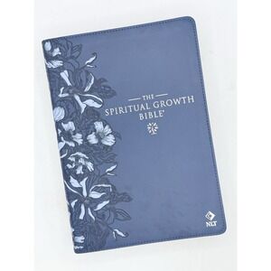 The Spiritual Growth Bible NLT: navy blue faux leather with thumb index